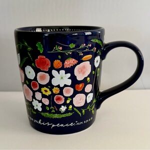 Lighthouse Christian Coffee Mug Bless Protect Peace Bible Verse Blue Flowers